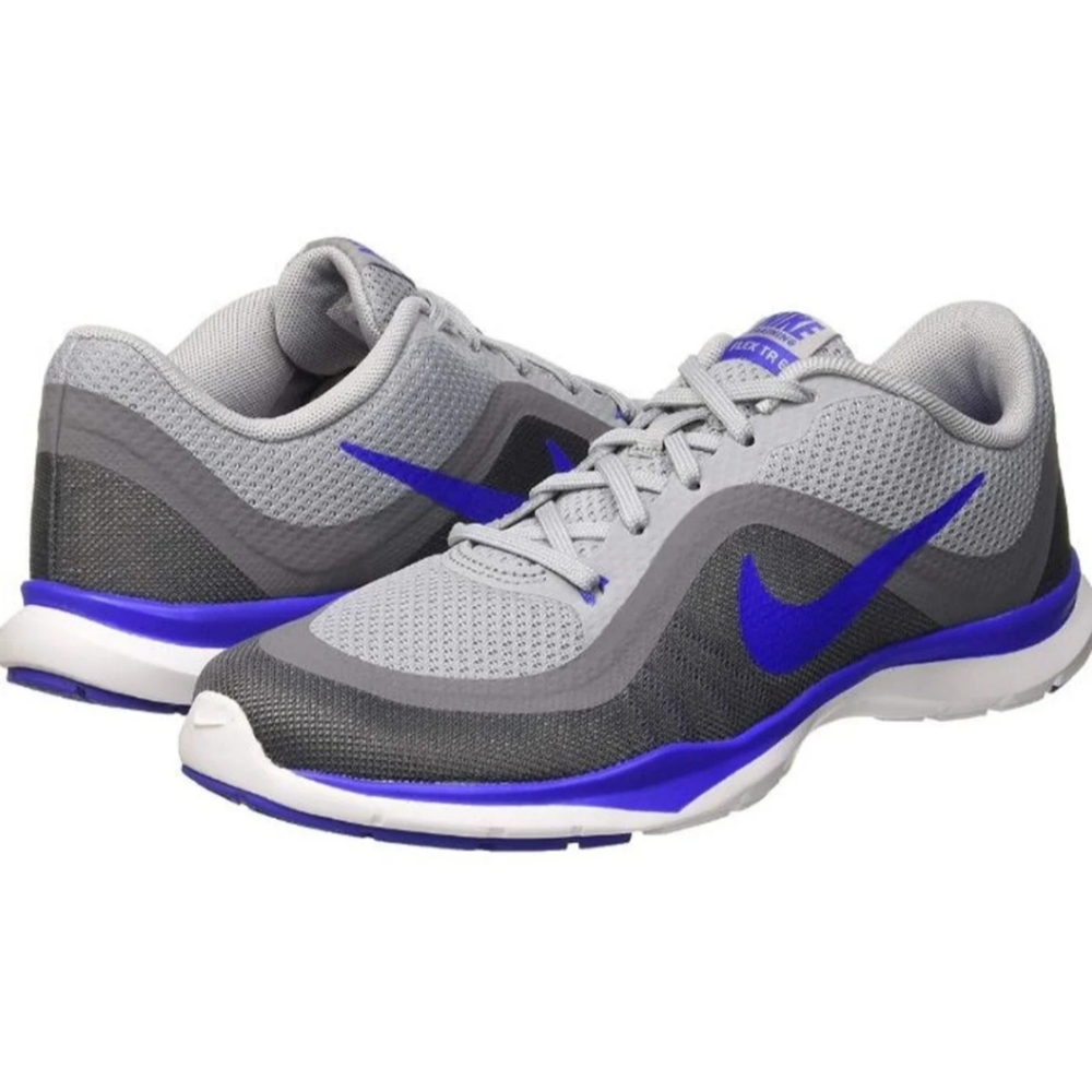 💕Nike flex TR 6 womens training shoes size 8.5 Grey white and royal blue